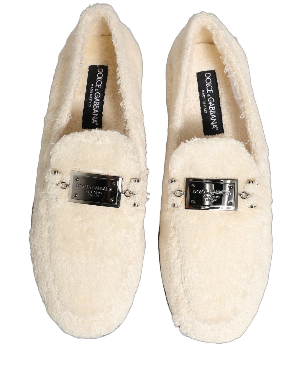 Dolce & Gabbana White Fur Shearling Men Dress Loafers Shoes