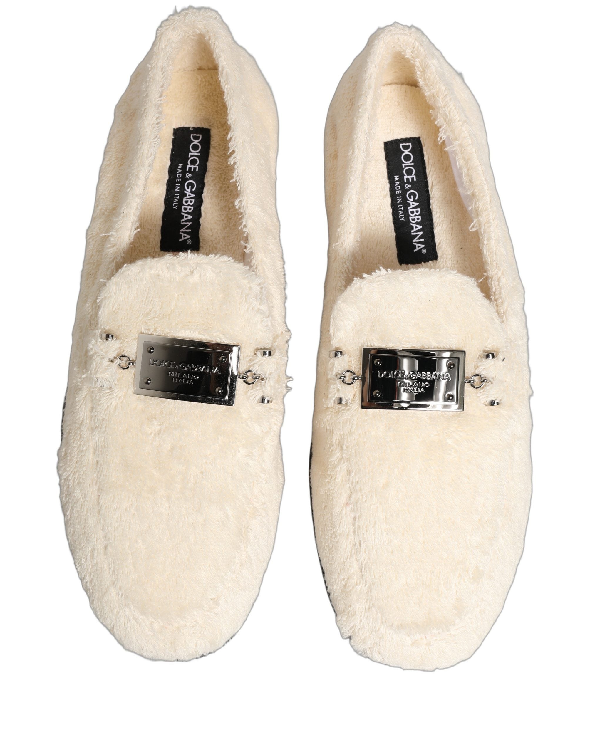 Dolce & Gabbana White Fur Shearling Men Dress Loafers Shoes