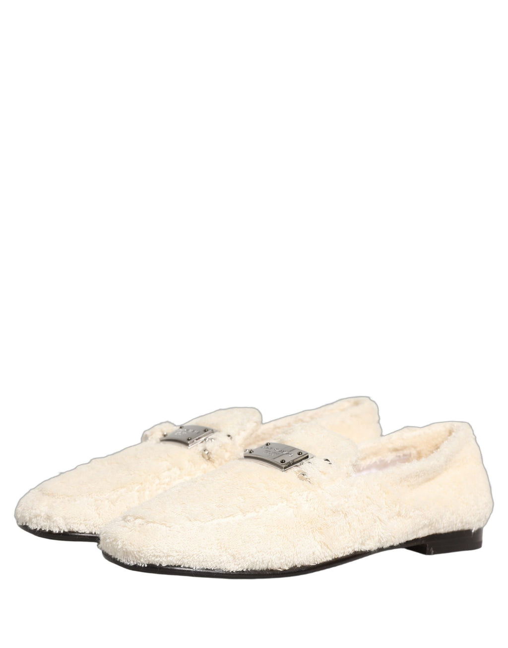 Dolce & Gabbana White Fur Shearling Men Dress Loafers Shoes