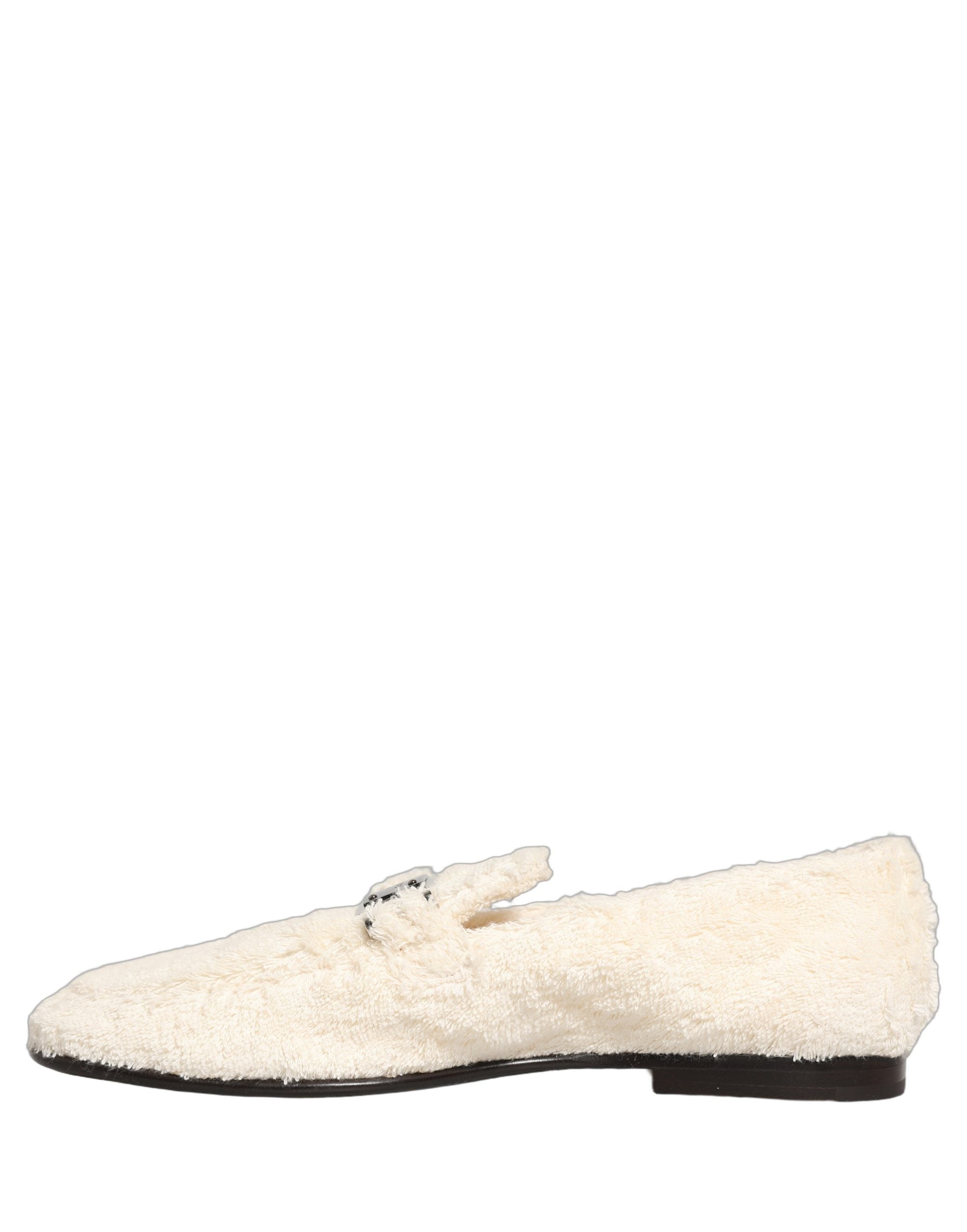 Dolce & Gabbana White Fur Shearling Men Dress Loafers Shoes