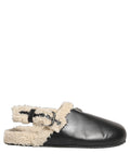 Dolce & Gabbana Beige Black Fur Shearling Slides Sandals Shoes