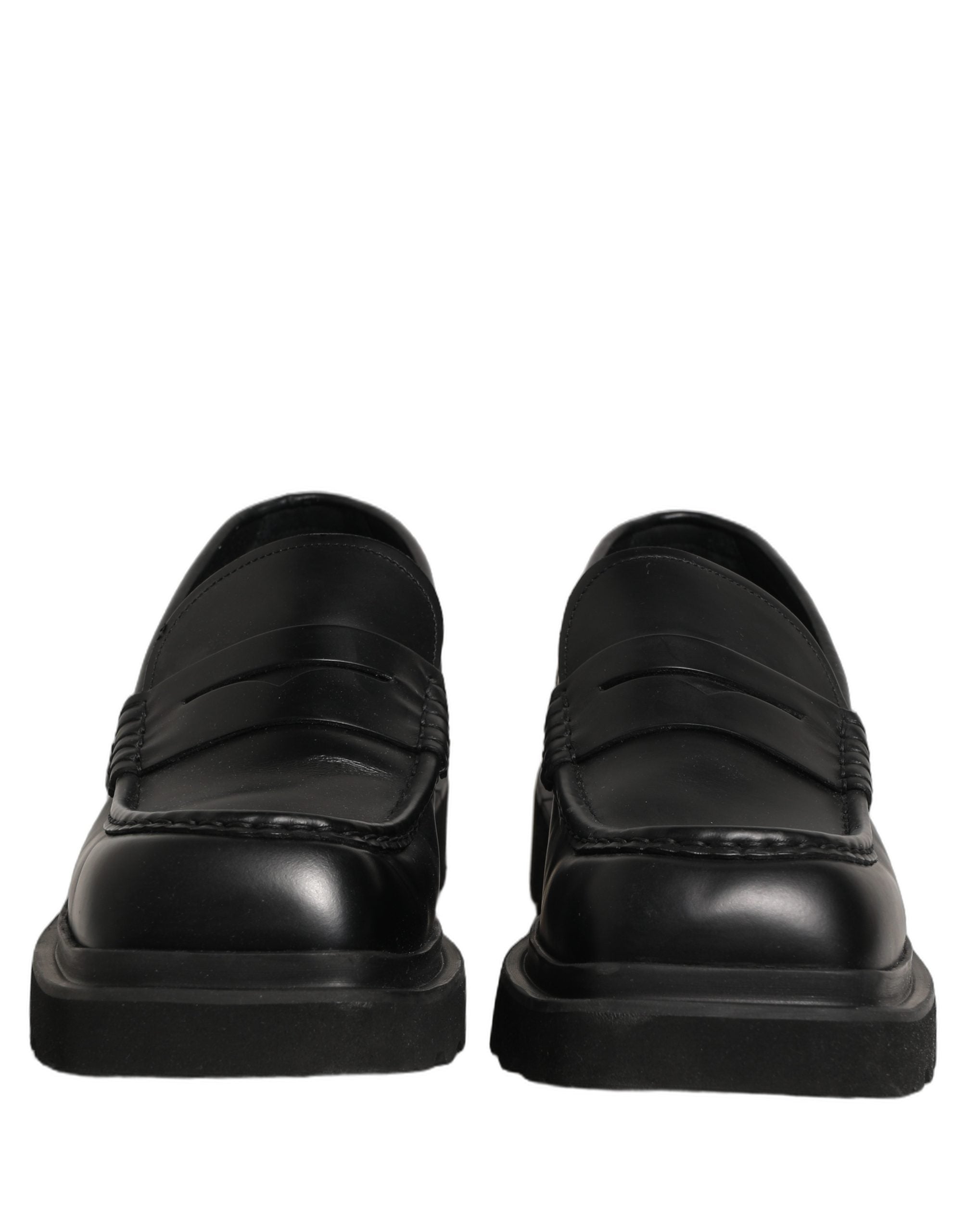 Dolce & Gabbana Black Calfskin Leather Men Dress Loafer Shoes