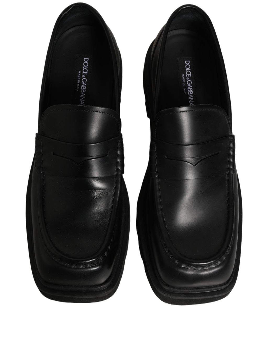 Dolce & Gabbana Black Calfskin Leather Men Dress Loafer Shoes