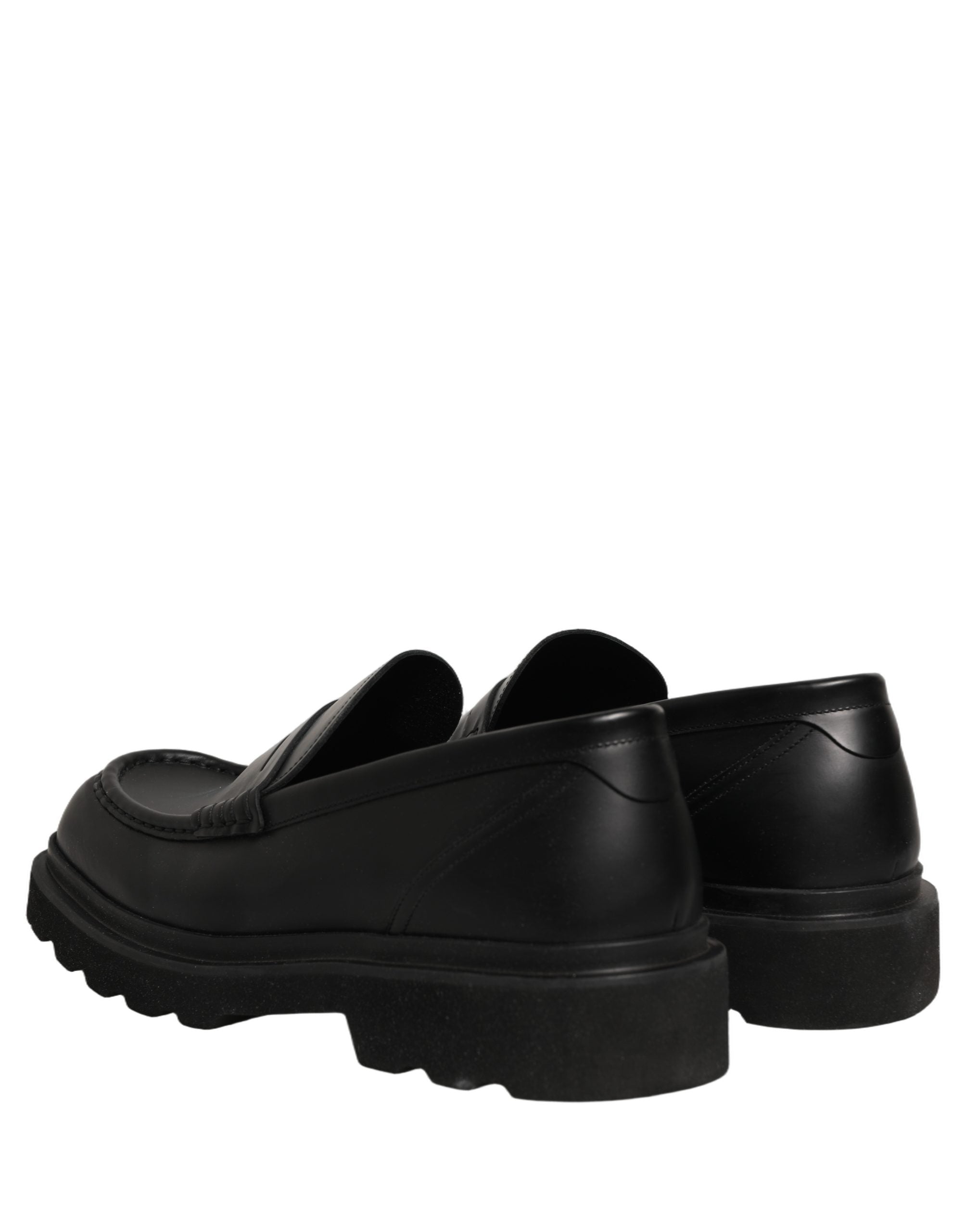 Dolce & Gabbana Black Calfskin Leather Men Dress Loafer Shoes