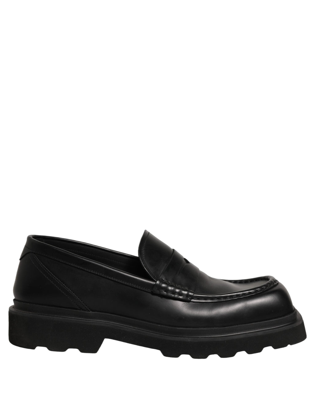 Dolce & Gabbana Black Calfskin Leather Men Dress Loafer Shoes