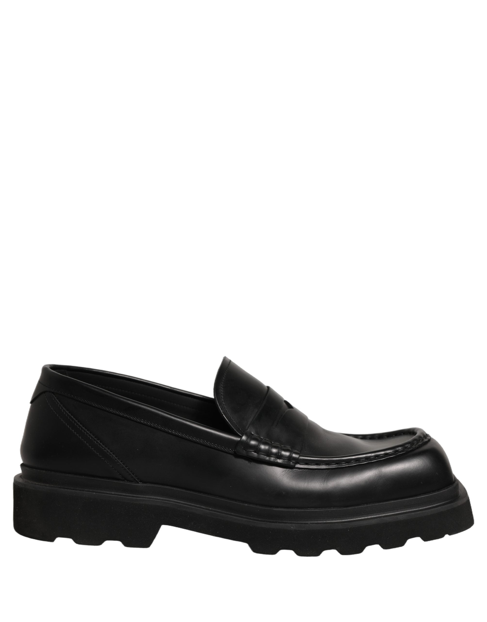 Dolce & Gabbana Black Calfskin Leather Men Dress Loafer Shoes