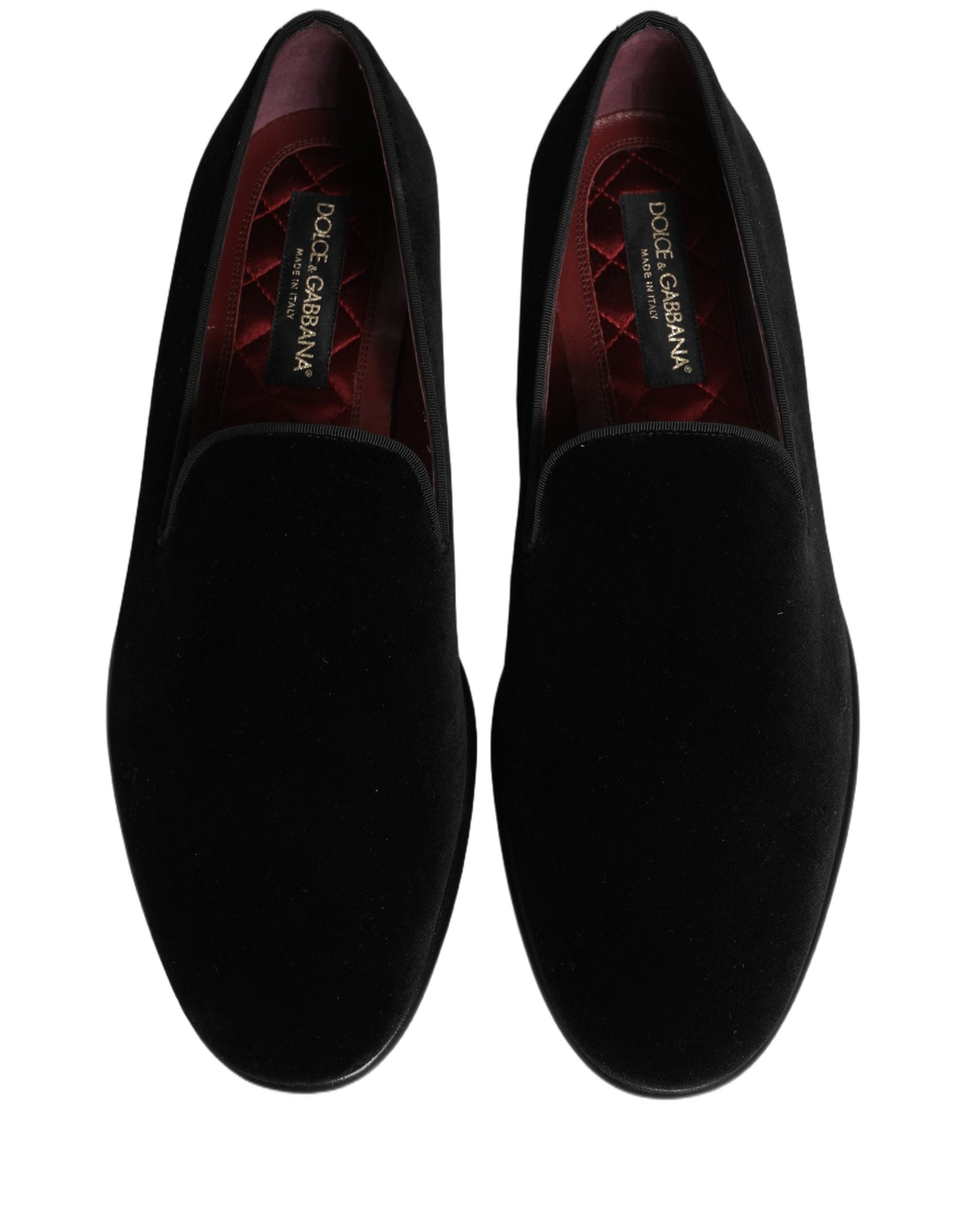 Dolce & Gabbana Black Velvet Loafers Formal Men Dress Shoes