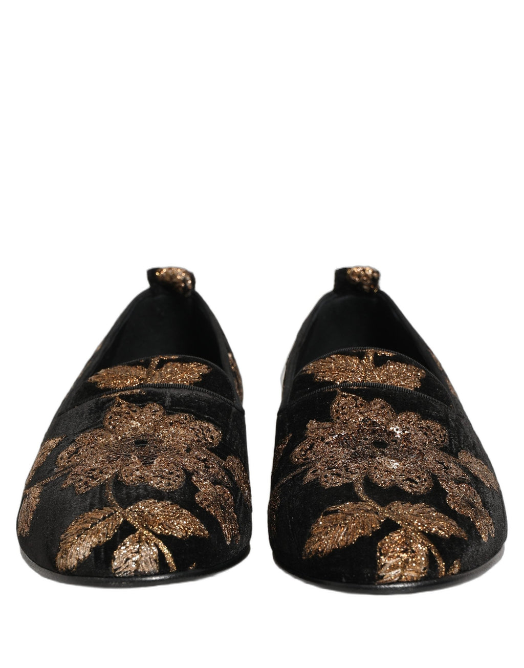 Dolce & Gabbana Black Floral Jacquard Dress Loafers Shoes