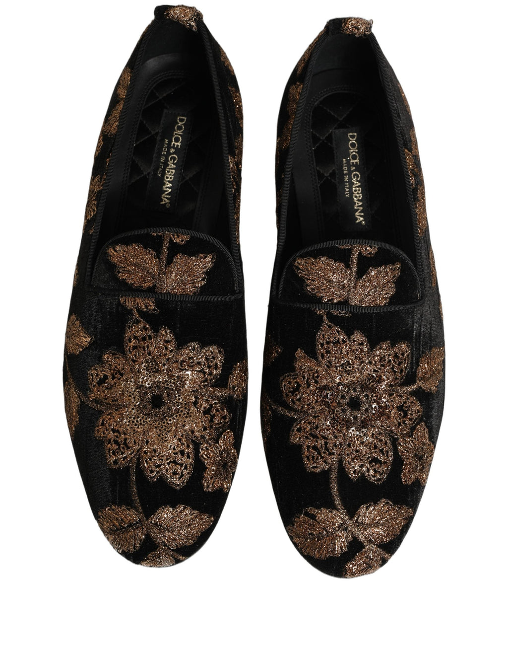 Dolce & Gabbana Black Floral Jacquard Dress Loafers Shoes