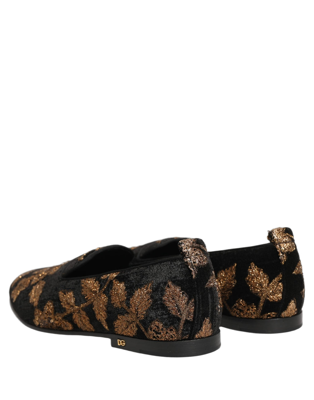 Dolce & Gabbana Black Floral Jacquard Dress Loafers Shoes
