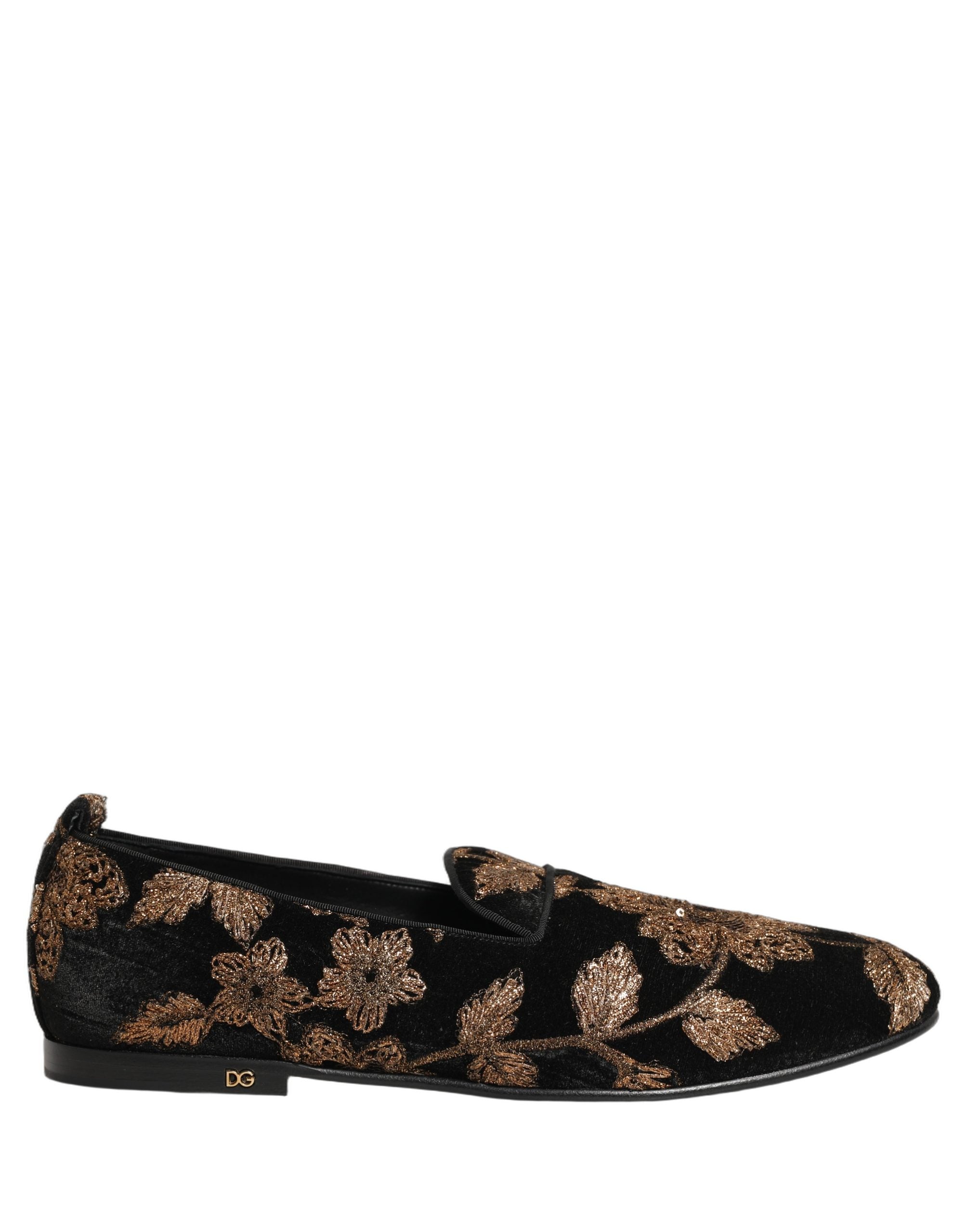 Dolce & Gabbana Black Floral Jacquard Dress Loafers Shoes