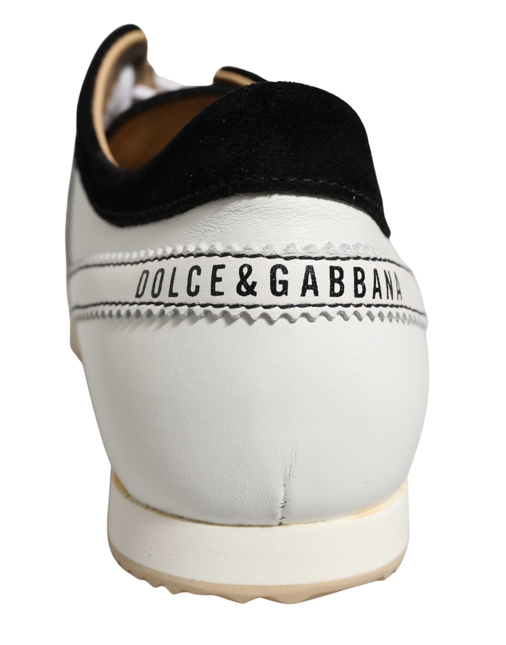 Dolce & Gabbana Black White Leather Suede Low Top Sneakers Shoes