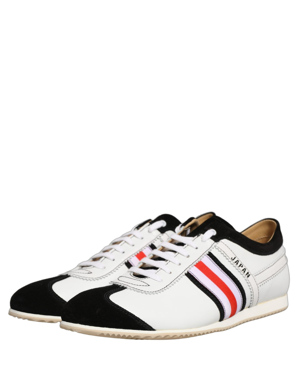 Dolce & Gabbana Black White Leather Suede Low Top Sneakers Shoes