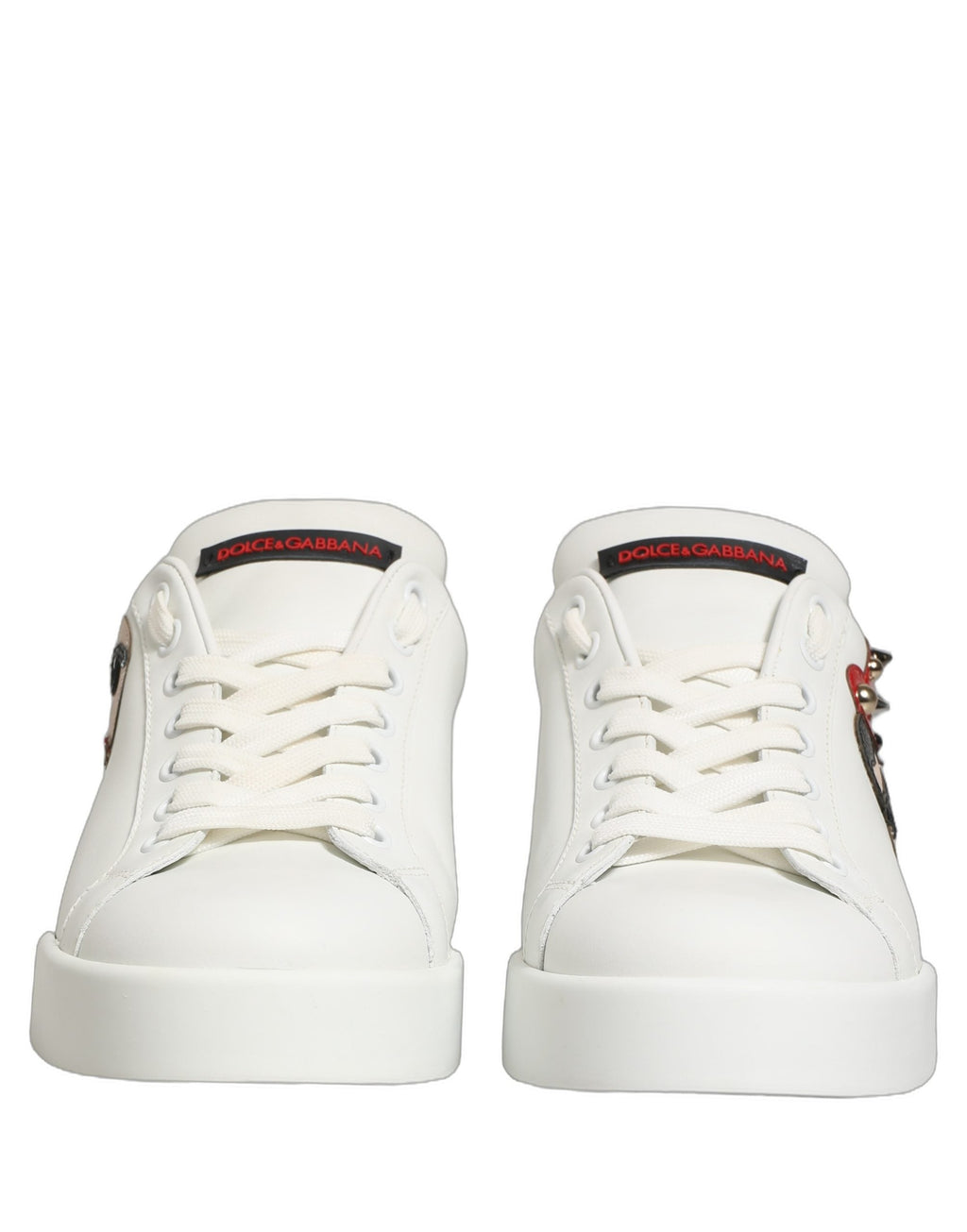 Dolce & Gabbana White Patch Calfskin Nappa Portofino Sneakers Shoes