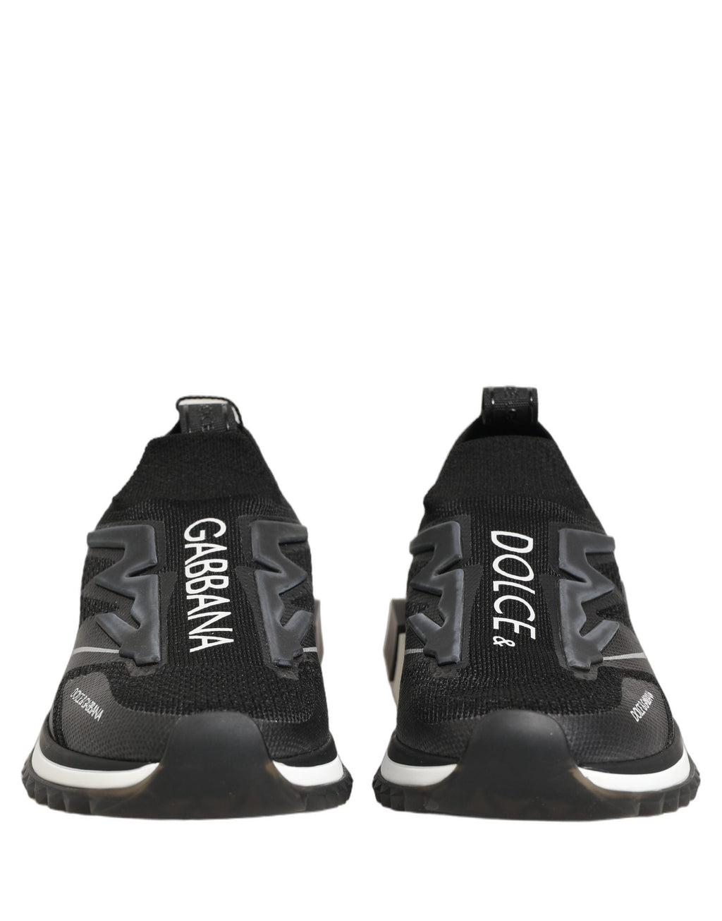 Dolce & Gabbana Black White Sorrento Slip-On Logo Sneakers Shoes