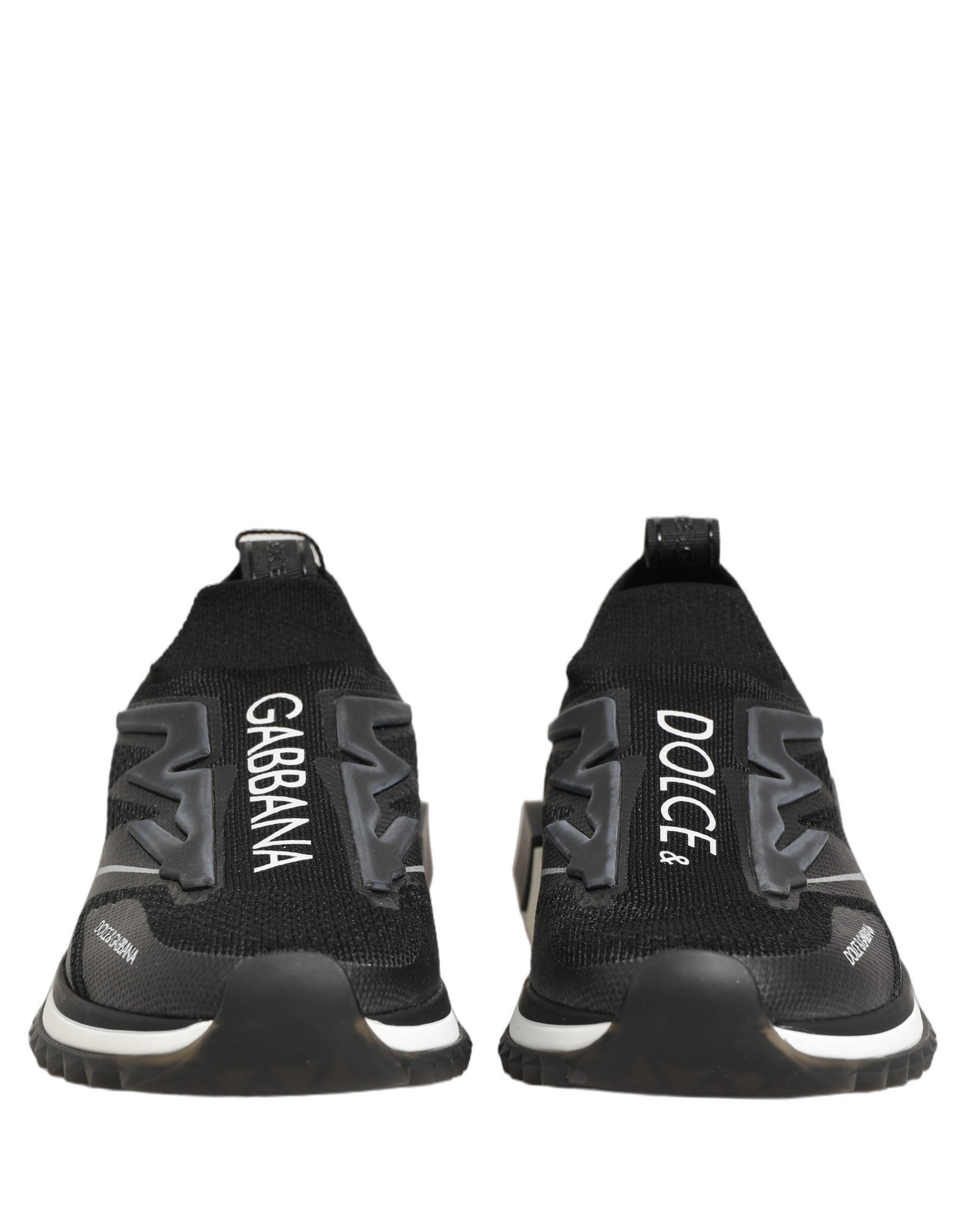 Dolce & Gabbana Black White Sorrento Slip-On Logo Sneakers Shoes