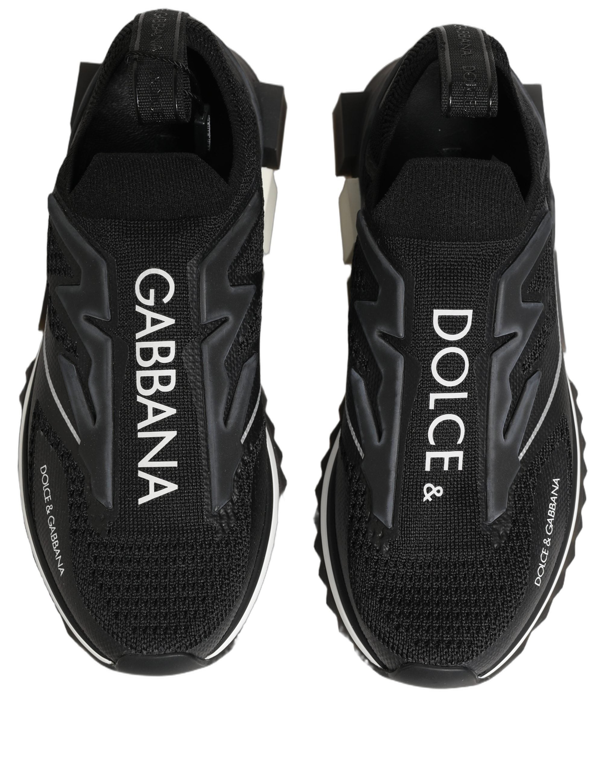 Dolce & Gabbana Black White Sorrento Slip-On Logo Sneakers Shoes