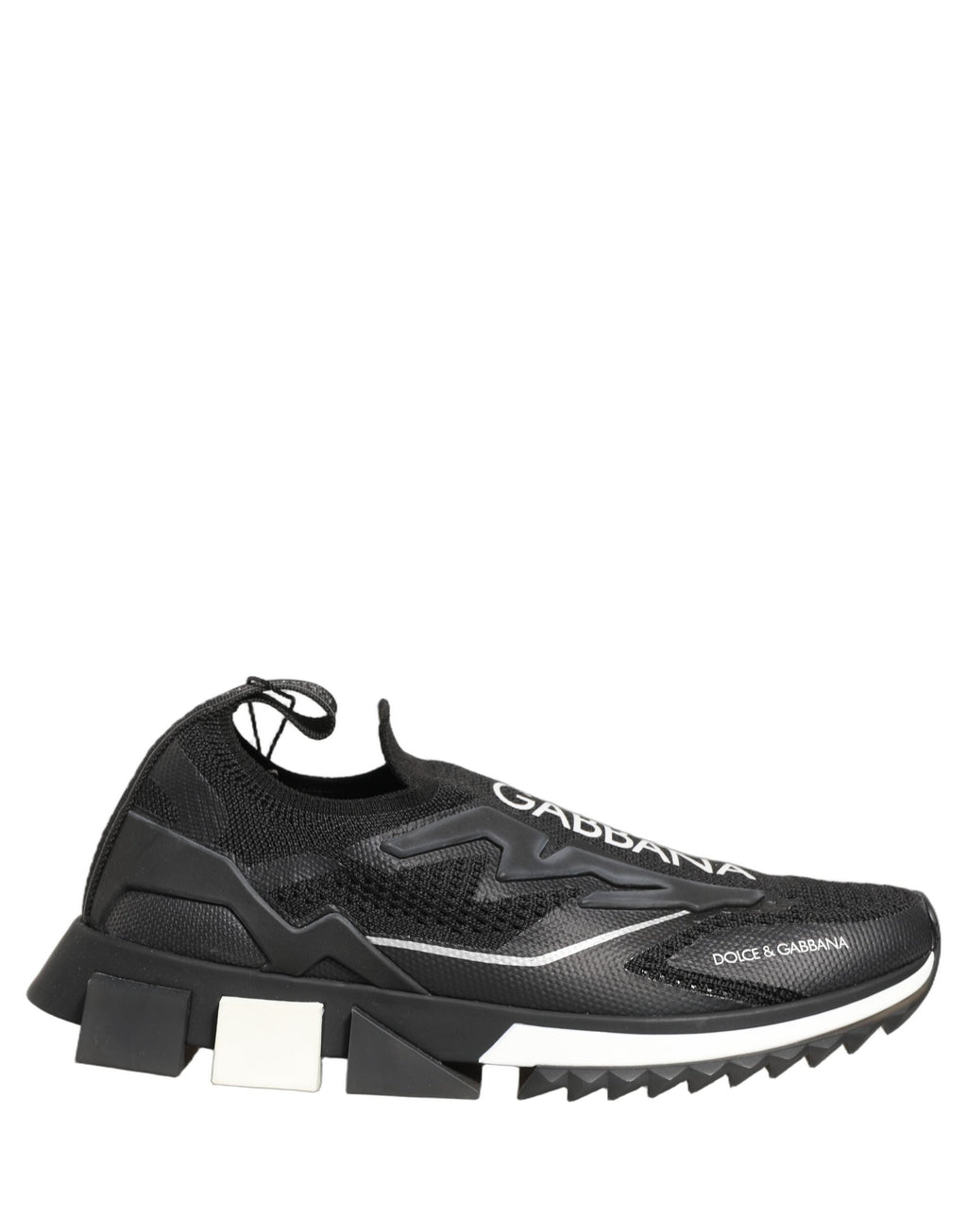 Dolce & Gabbana Black White Sorrento Slip-On Logo Sneakers Shoes