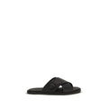 Fendi Black Calf Leather Bos Taurus Flat Sandals