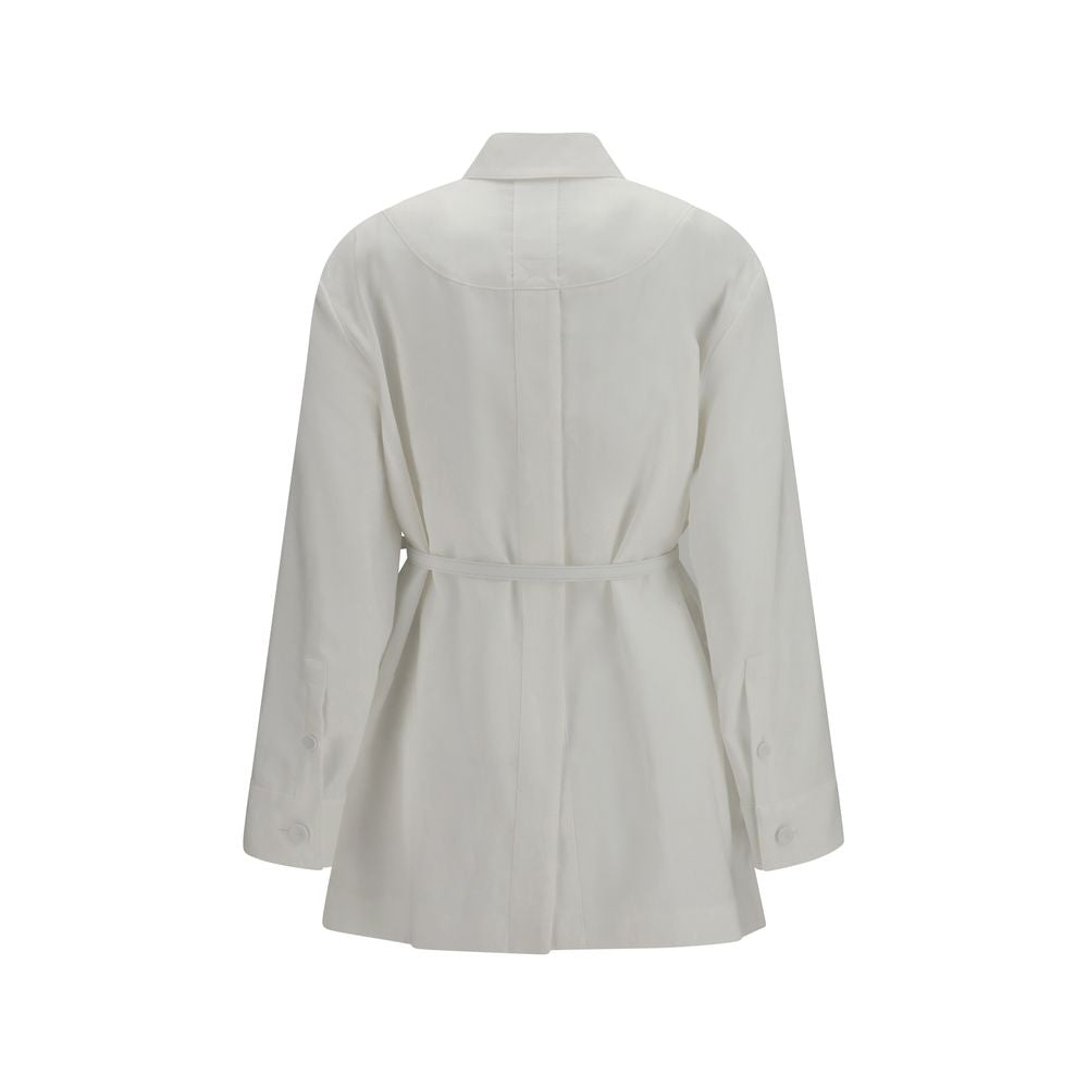 Fendi White Linen Full-Length Jacket