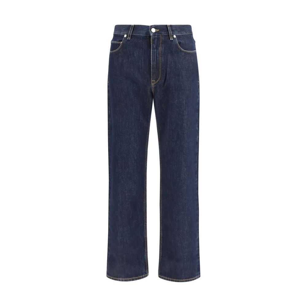 Fendi Blue Cotton Straight-Leg Jeans