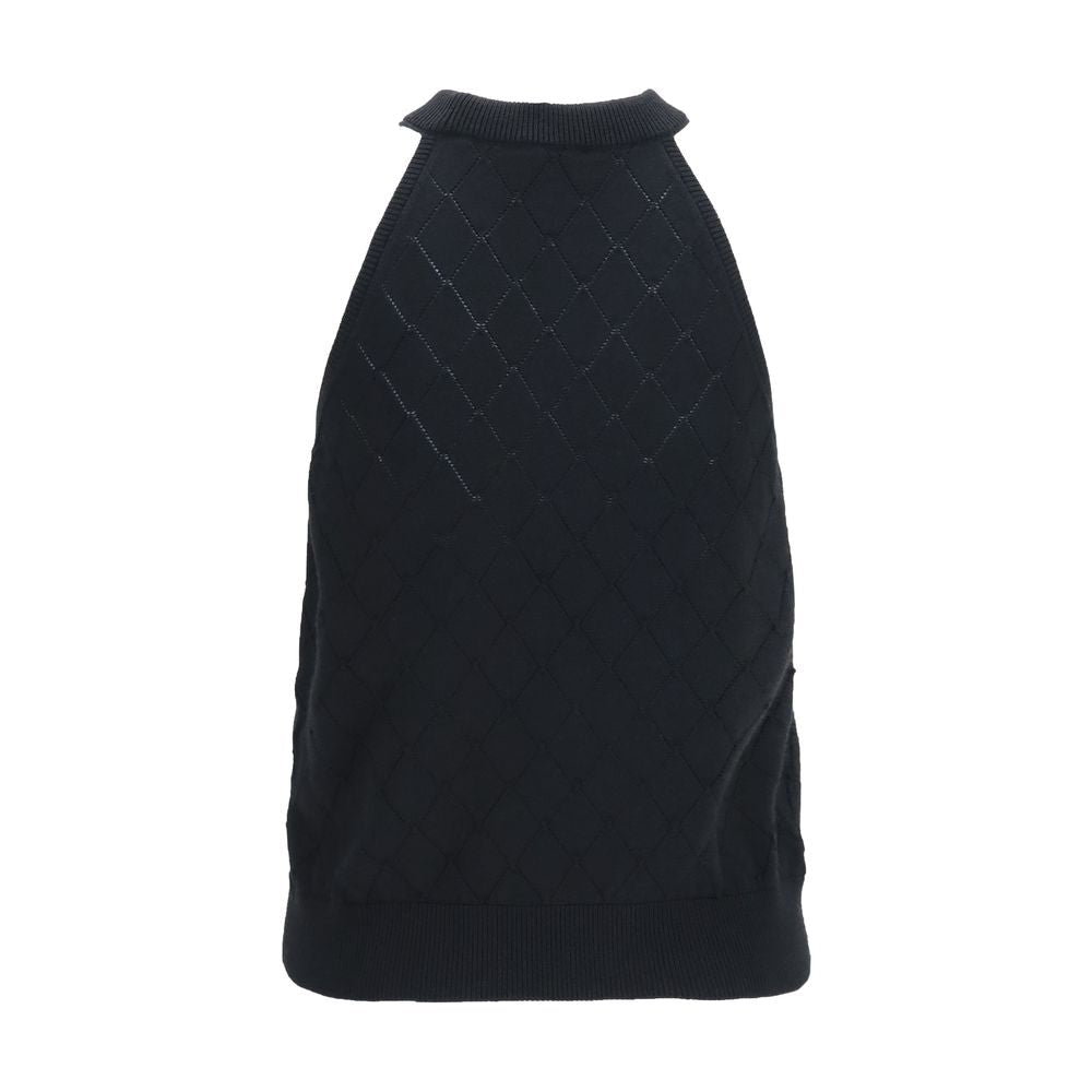 Balmain Black Wool Oves Aries Sleeveles T-Shirt