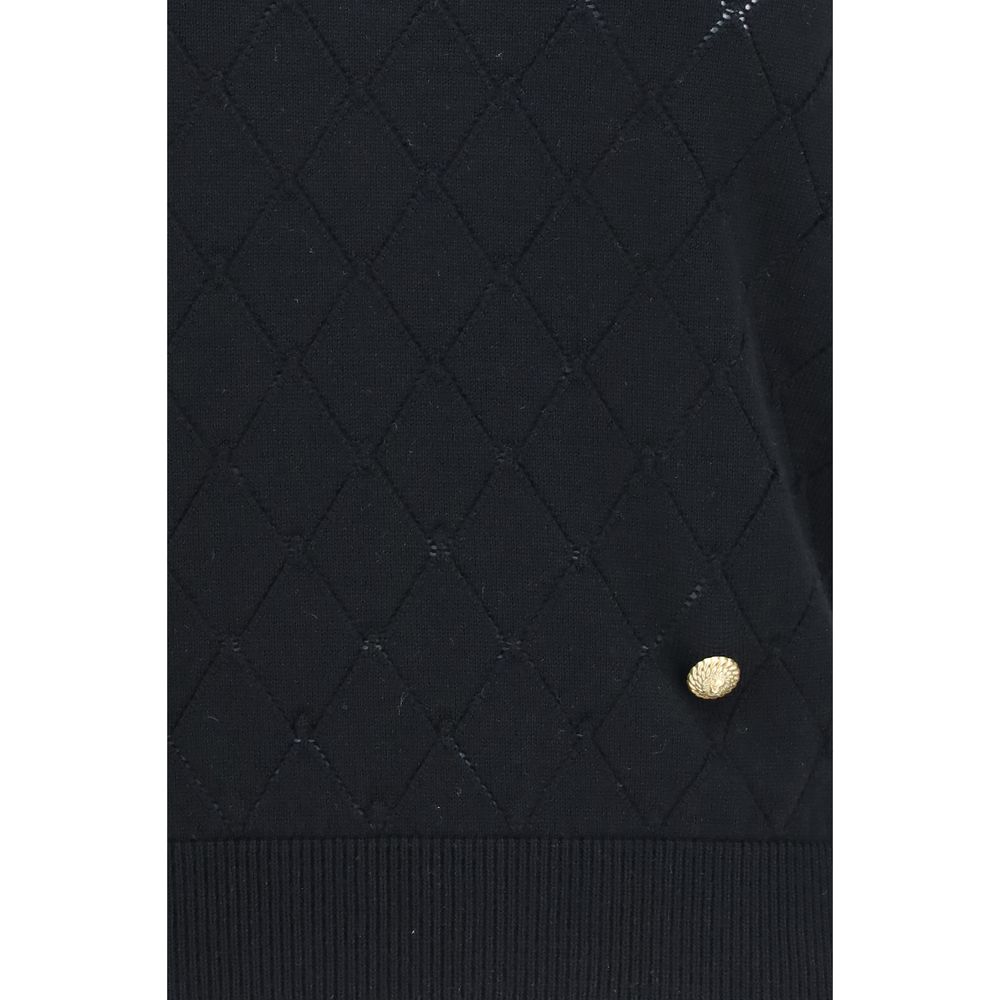 Balmain Black Wool Oves Aries Sleeveles T-Shirt