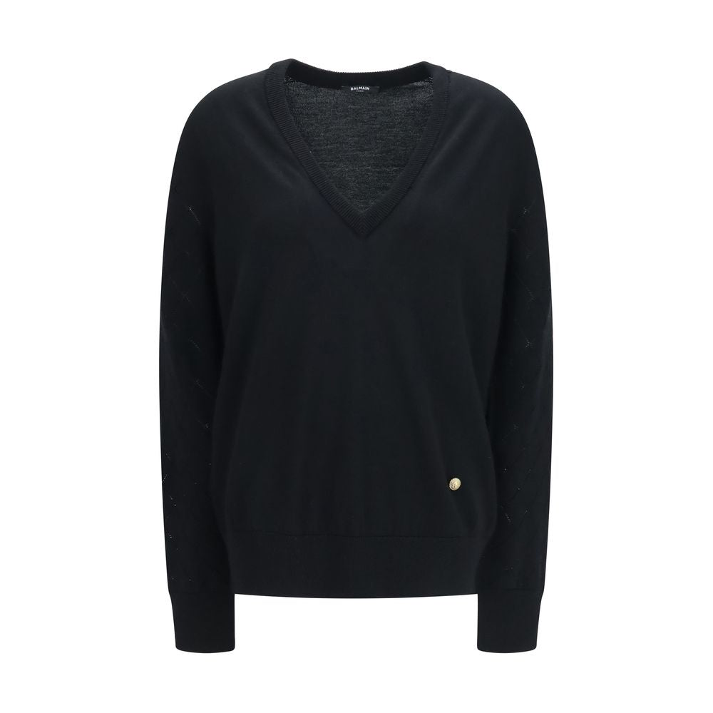 Balmain Black Wool Oves Aries Sweatshirt