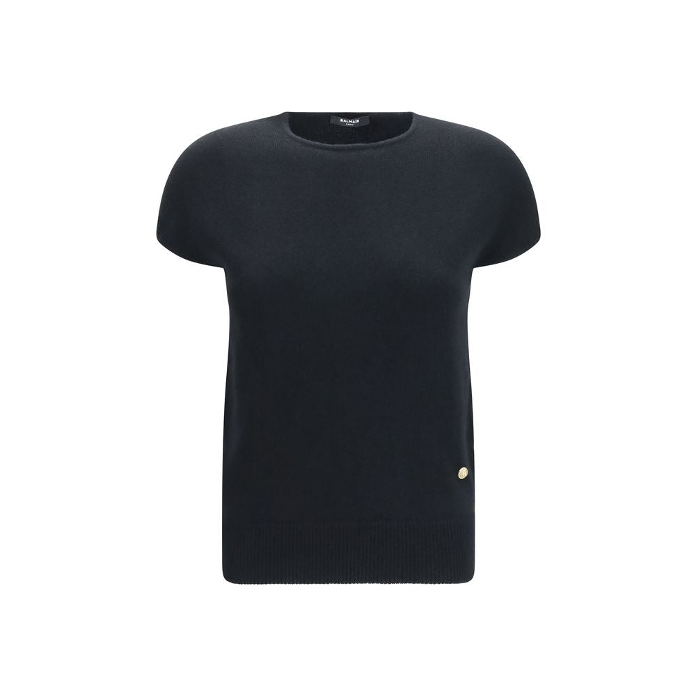 Balmain Black Wool Oves Aries Sleeveles Sweater