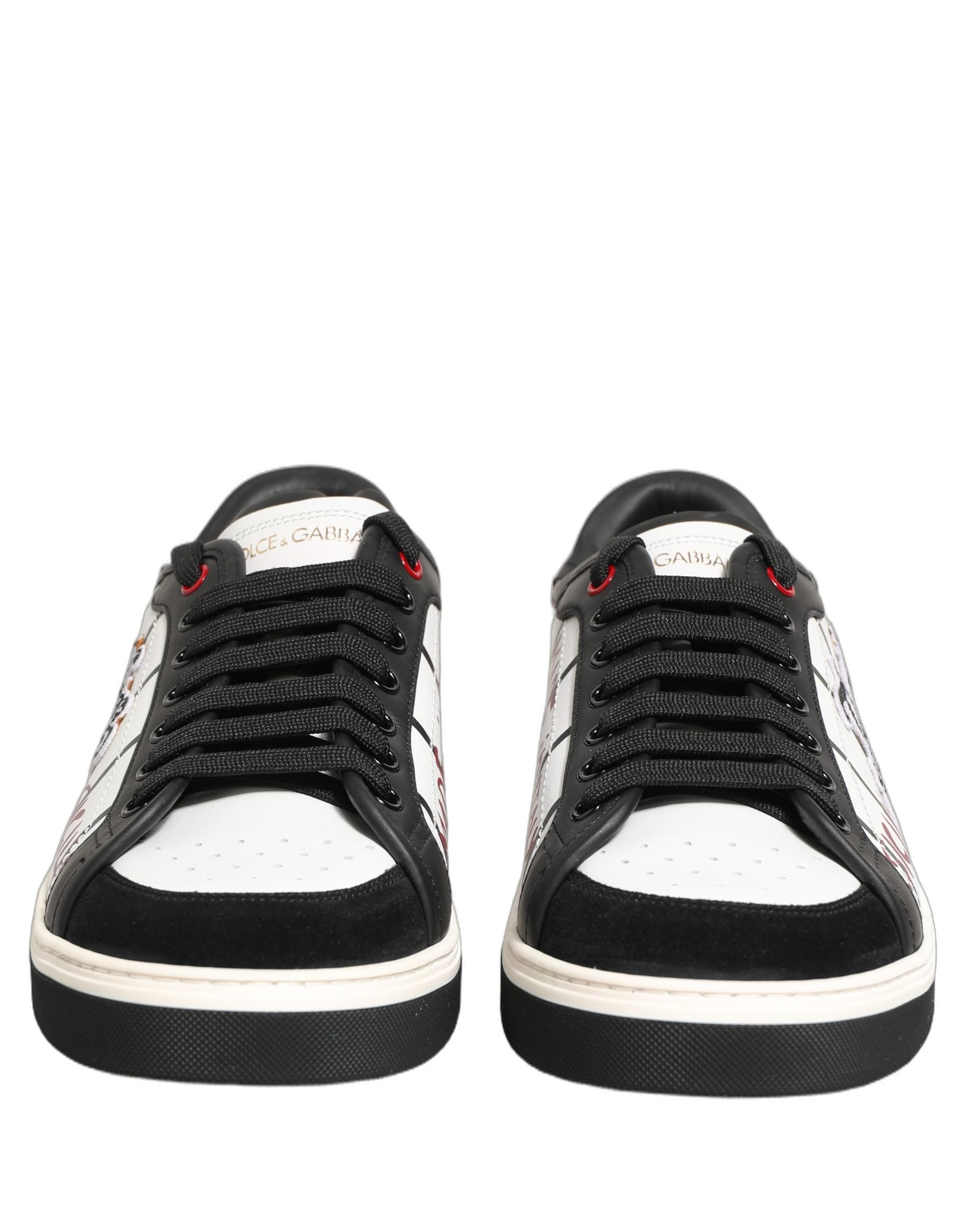 Dolce & Gabbana White Black DG Logo King Patch Low-Top Sneaker Shoes
