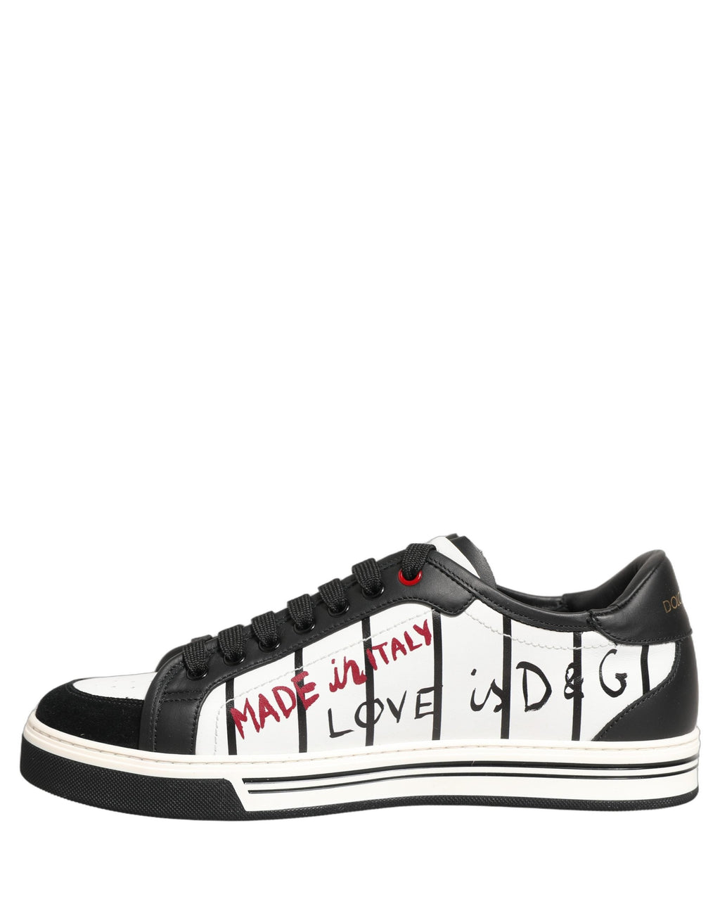Dolce & Gabbana White Black DG Logo King Patch Low-Top Sneaker Shoes