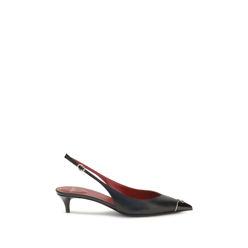 Valentino Garavani Black Calf Leather Bos Taurus Mid Heel Pumps