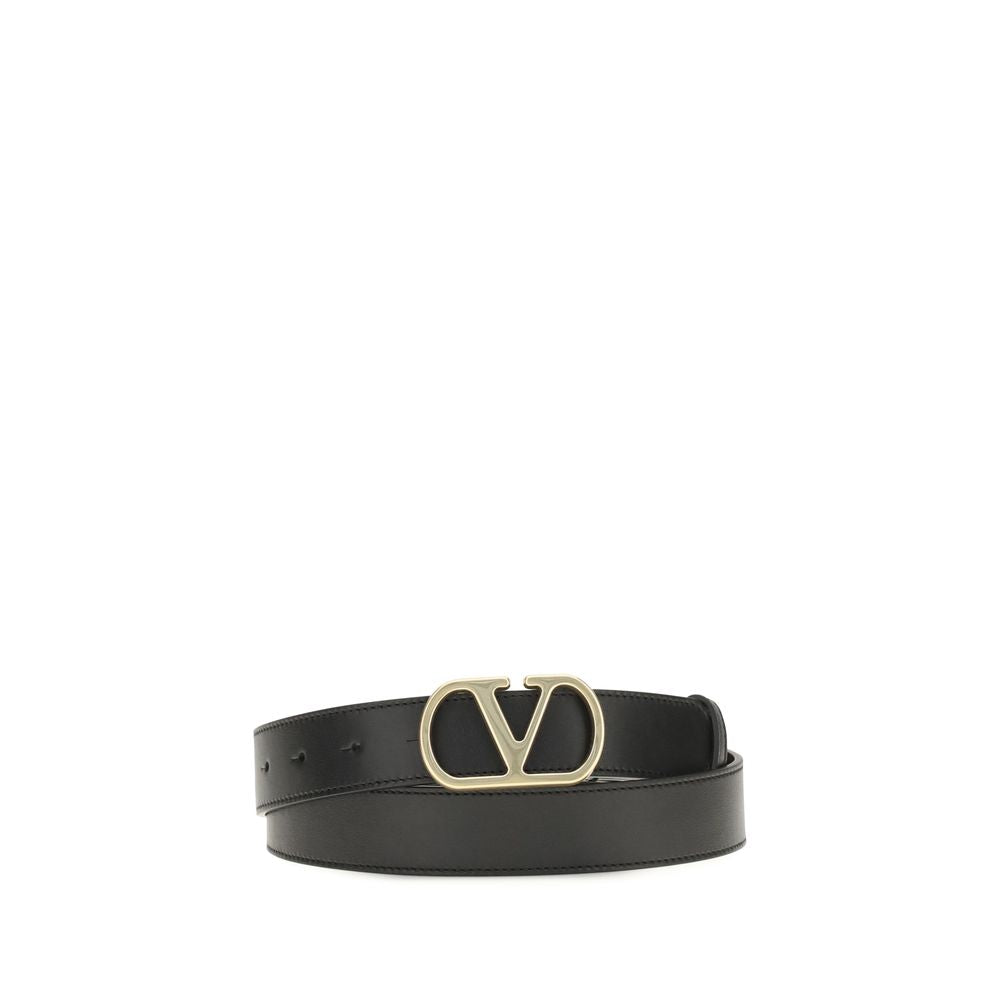 Valentino Garavani Black Calf Leather Bos Taurus Regular Belt