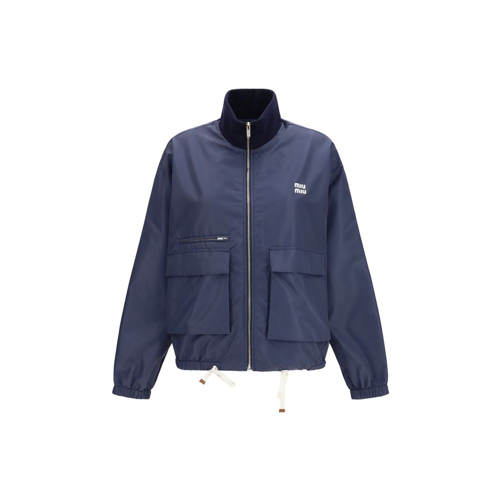 Miu Miu Blue Recycled Polyester Shell Jacket