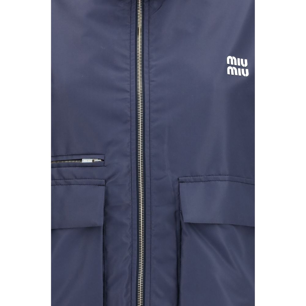 Miu Miu Blue Recycled Polyester Shell Jacket