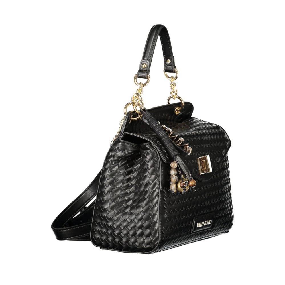 Mario Valentino Black Polyurethane Women's Bag with Adjustable Strap