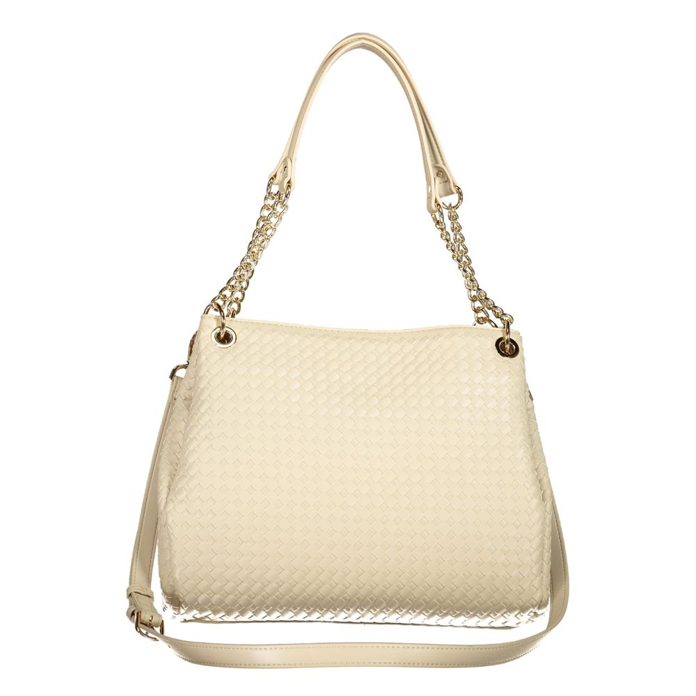 Mario Valentino Beige Polyurethane Women's Bag with Adjustable and Removable Strap
