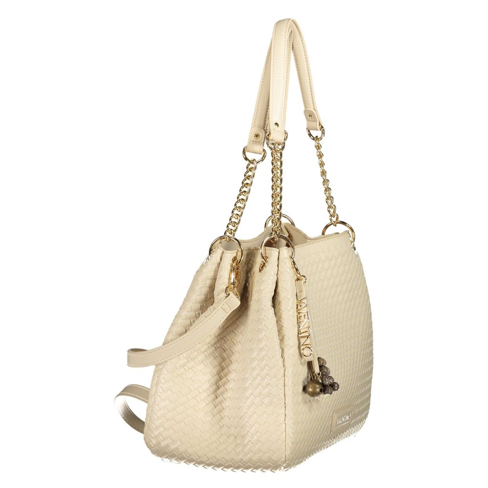 Mario Valentino Beige Polyurethane Women's Bag with Adjustable and Removable Strap