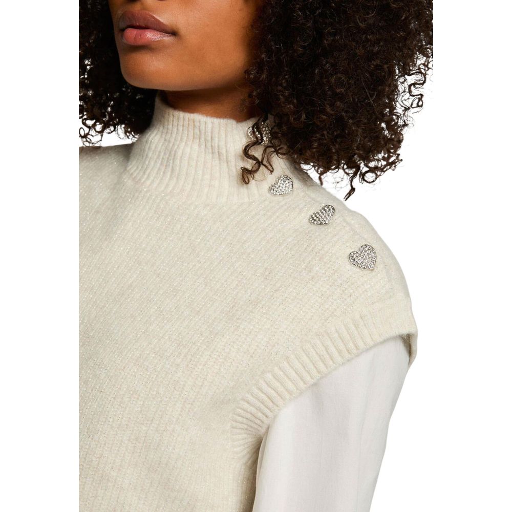 Morgan De Toi Beige Polyester Sleeveles Sweater