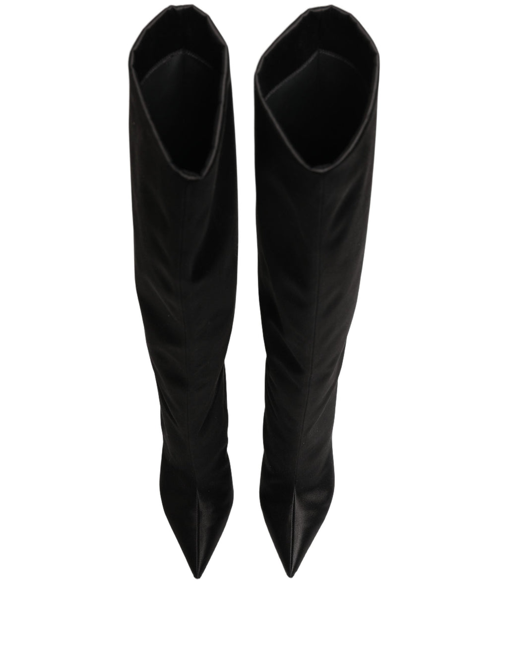 Dolce & Gabbana Black Satin Knee High Stiletto Boots Shoes