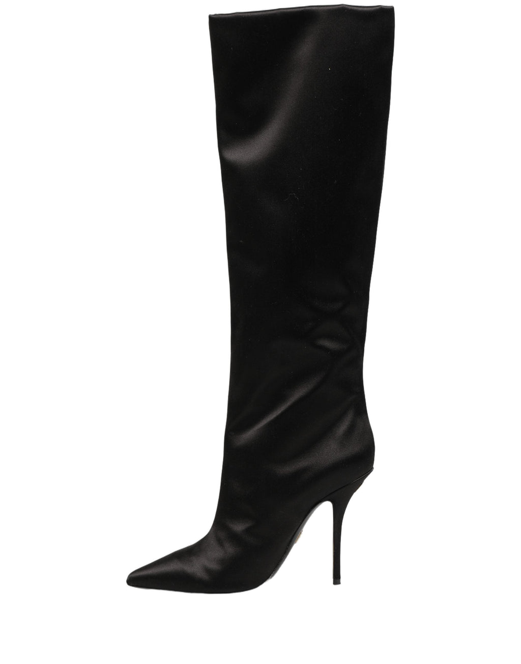 Dolce & Gabbana Black Satin Knee High Stiletto Boots Shoes