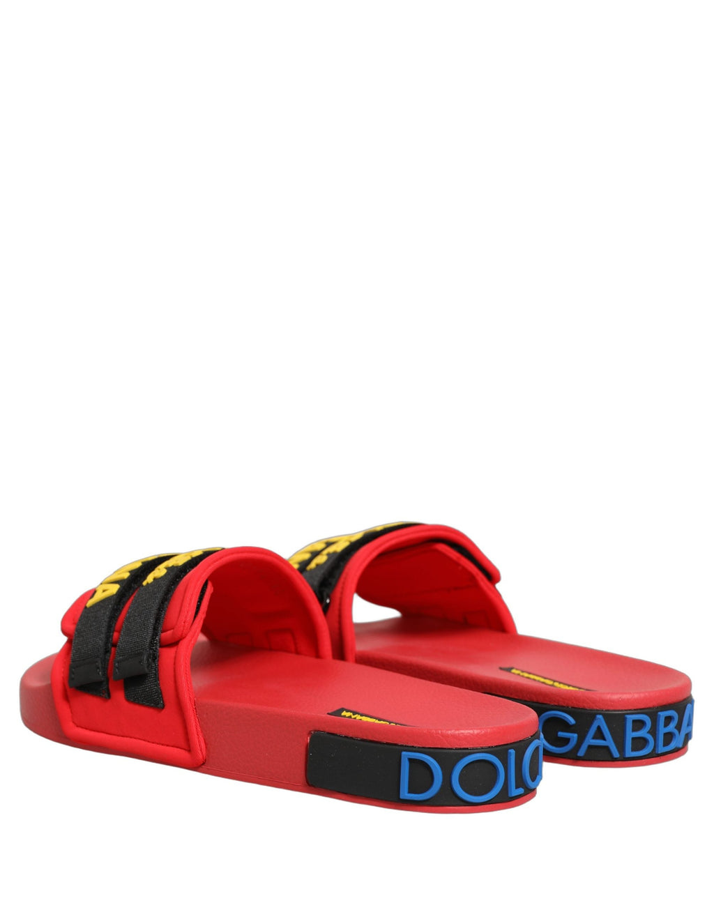 Dolce & Gabbana Red Neoprene Slides Flats Beachwear Shoes