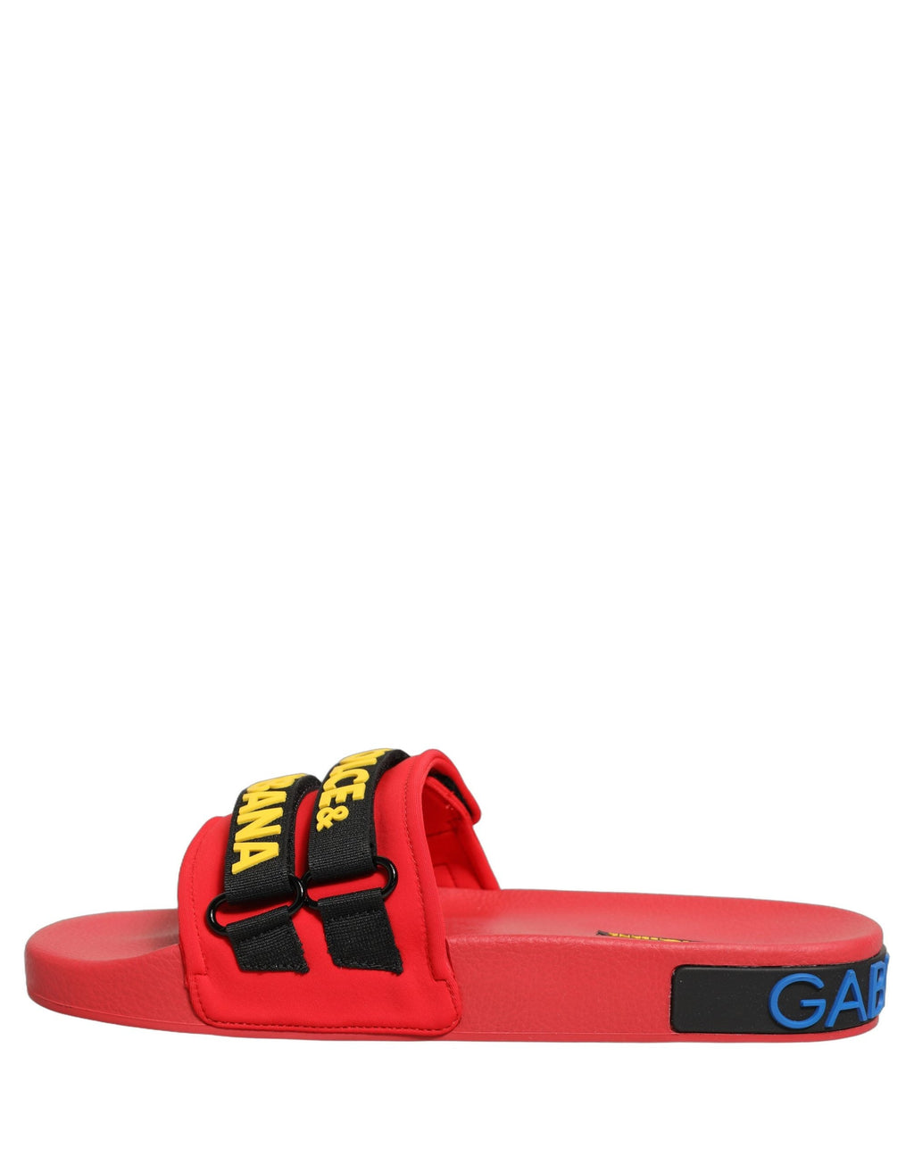 Dolce & Gabbana Red Neoprene Slides Flats Beachwear Shoes