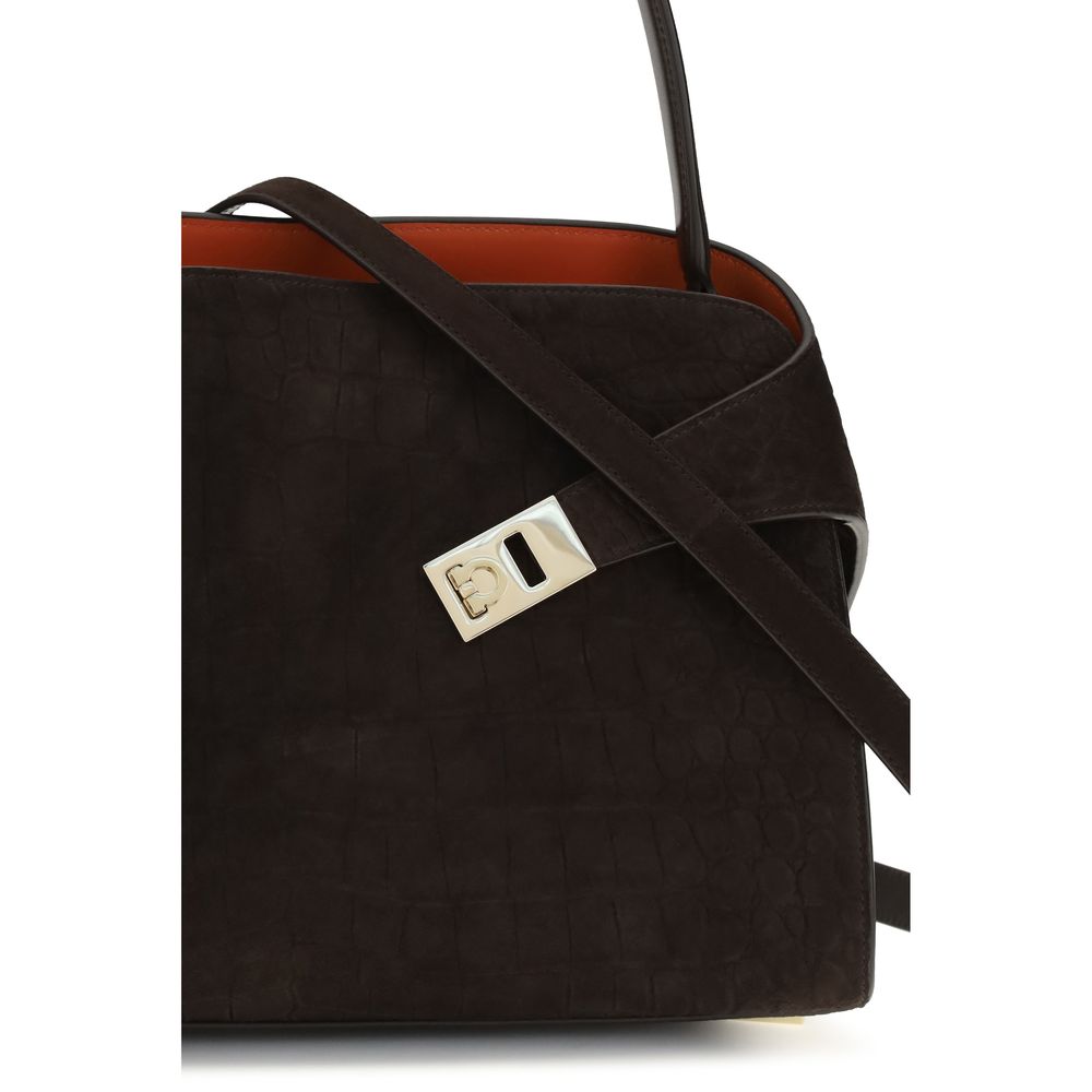 Ferragamo Brown Calf Leather Bos Taurus Shoulder Bag