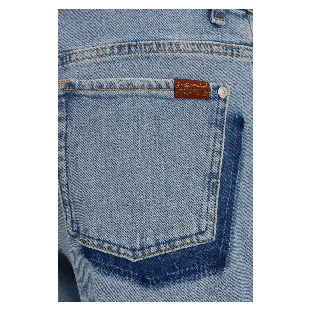 7FOR Blue Cotton Straight-Leg Jeans