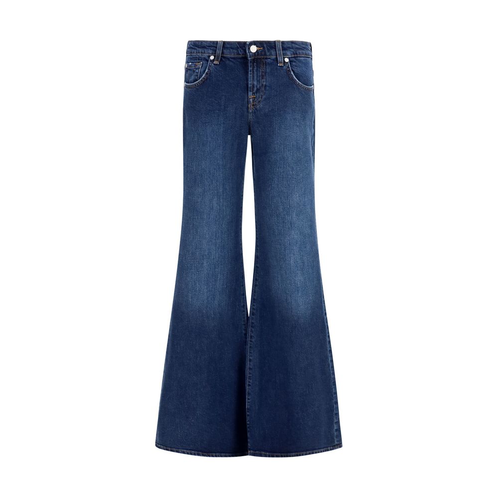 7FOR Blue Cotton Flared Jeans