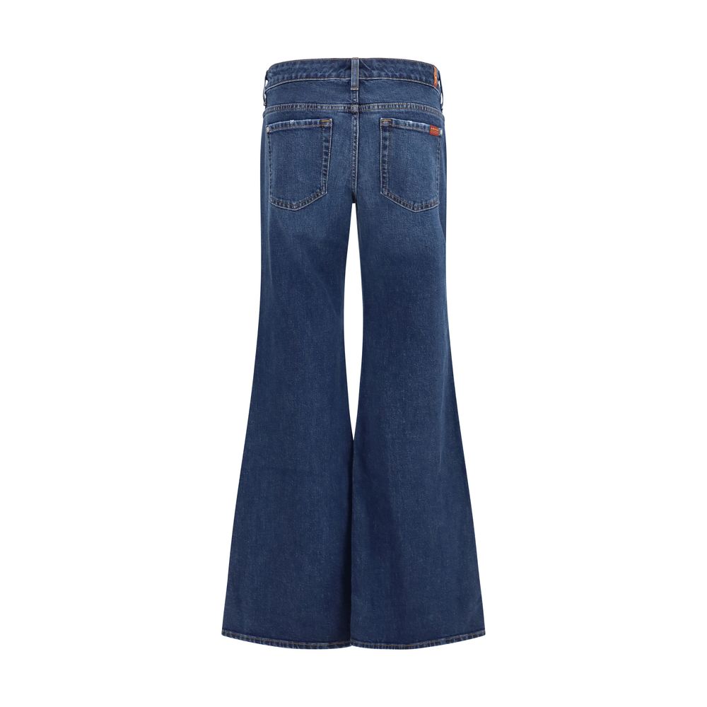 7FOR Blue Cotton Flared Jeans