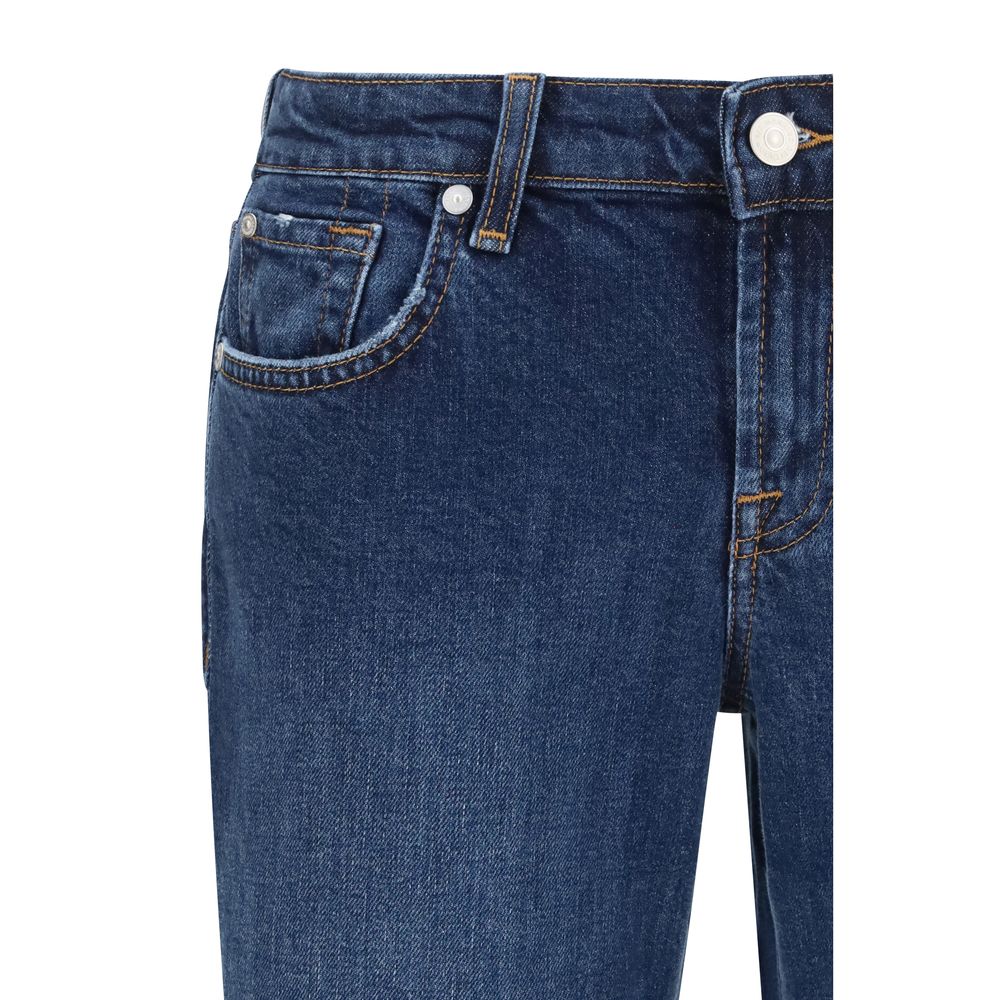 7FOR Blue Cotton Flared Jeans
