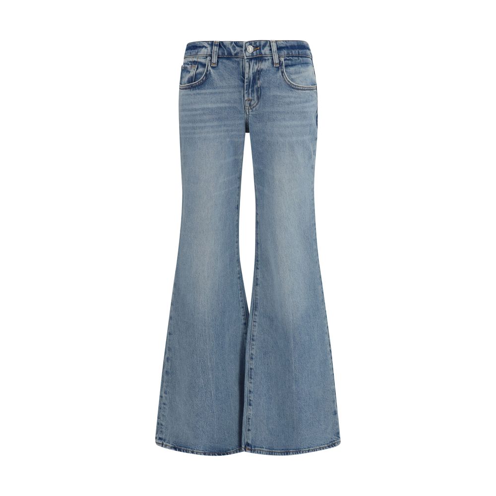 7FOR Blue Cotton Flared Jeans