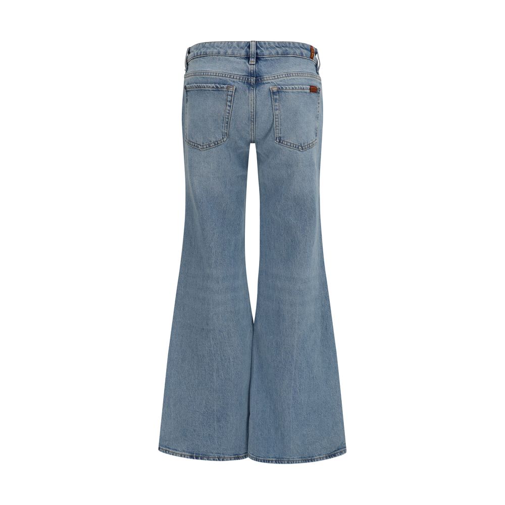 7FOR Blue Cotton Flared Jeans